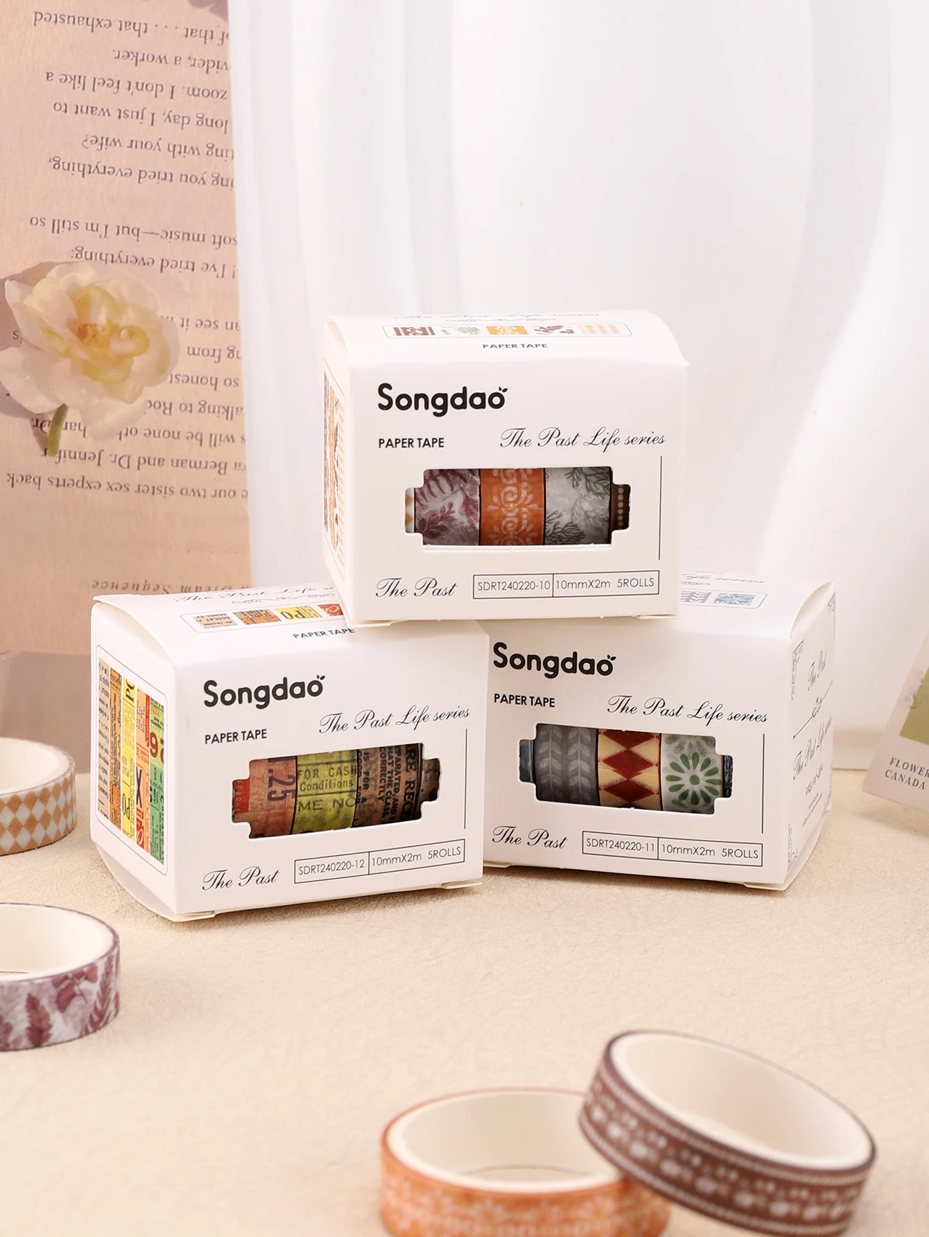 

5rolls Vintage washi tape Journaling Scrapbooking And Decor Scrapbooking Notebook Colored Masking Tape aesthetics Washi Tape