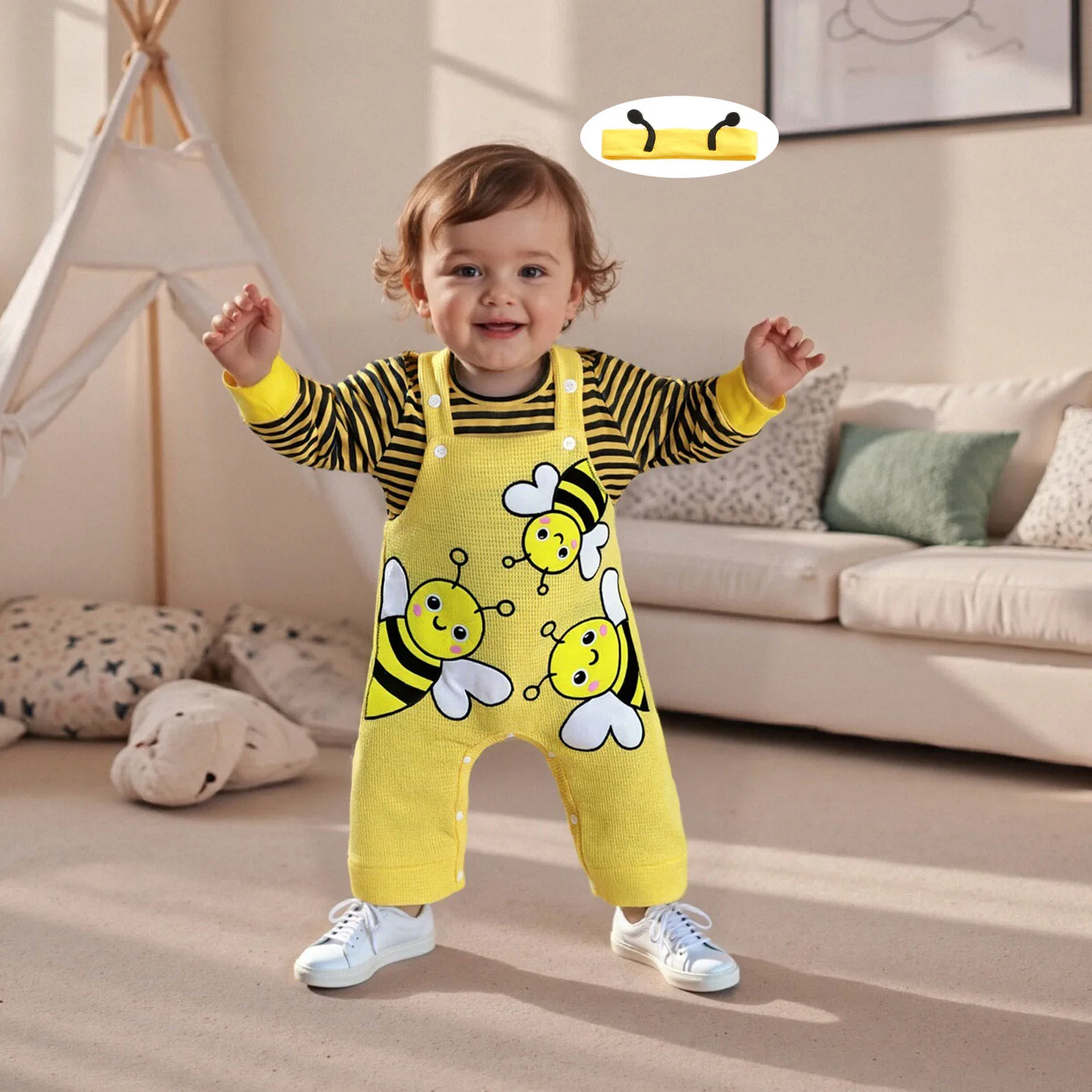 ViSgogo طفلة الزي طويلة الأكمام المشارب رومبير مع التطريز النحل عموما السراويل عقال الخريف الزي مجموعة الملابس