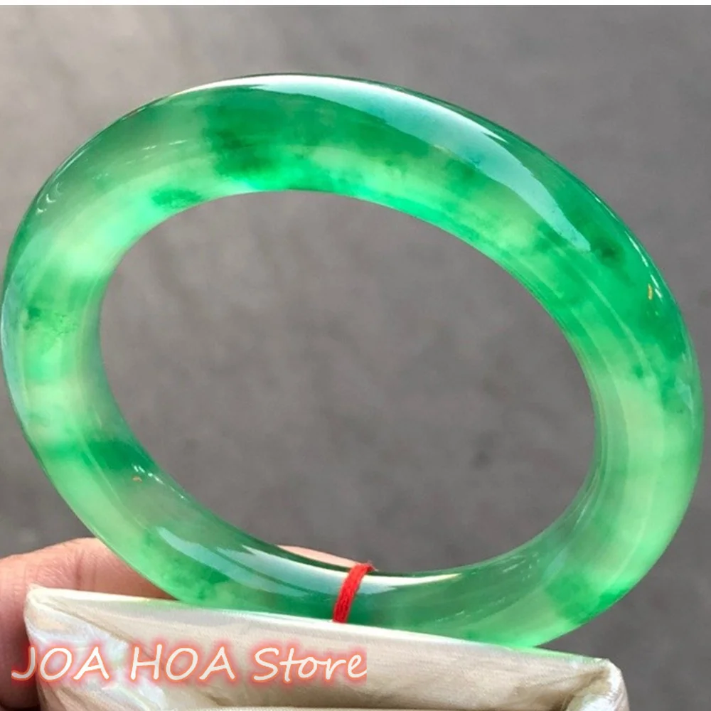 New Original Ecological Color Ice Emerald Green Bangle Natural Bashan Jadeite Bracelet Boutique Handring Perfect Jewelry