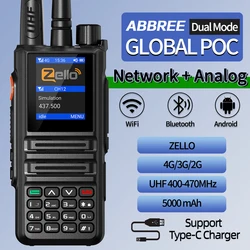 ABBREE GP-889 Dual Mode Global POC Network Walkie Talkie ZELLO Radio UHF Bluetooth WIFI 4G Sim Card Android Long Range Ham Radio