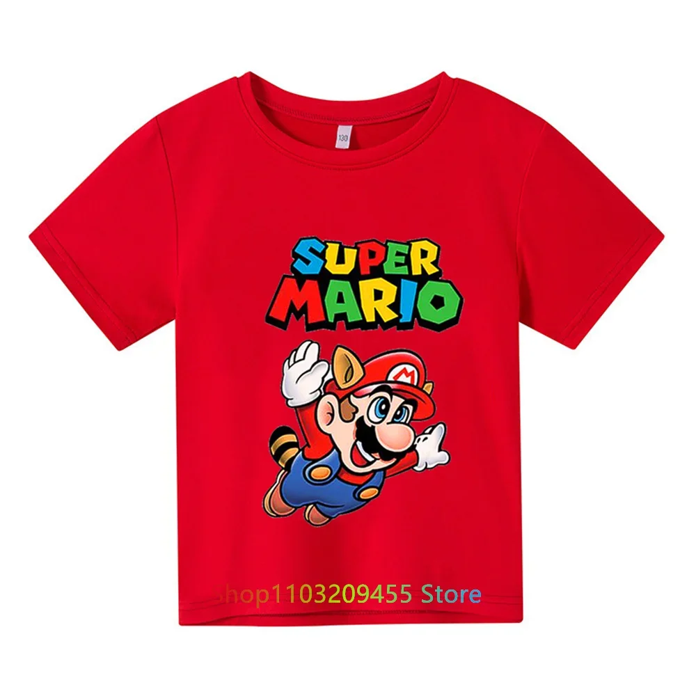 Marios-bros Tshirt Kids Clothing Tops Boy T-shirt Game 3D Print T Shirts Game Anime Short Sleeve Baby Girls Clothes