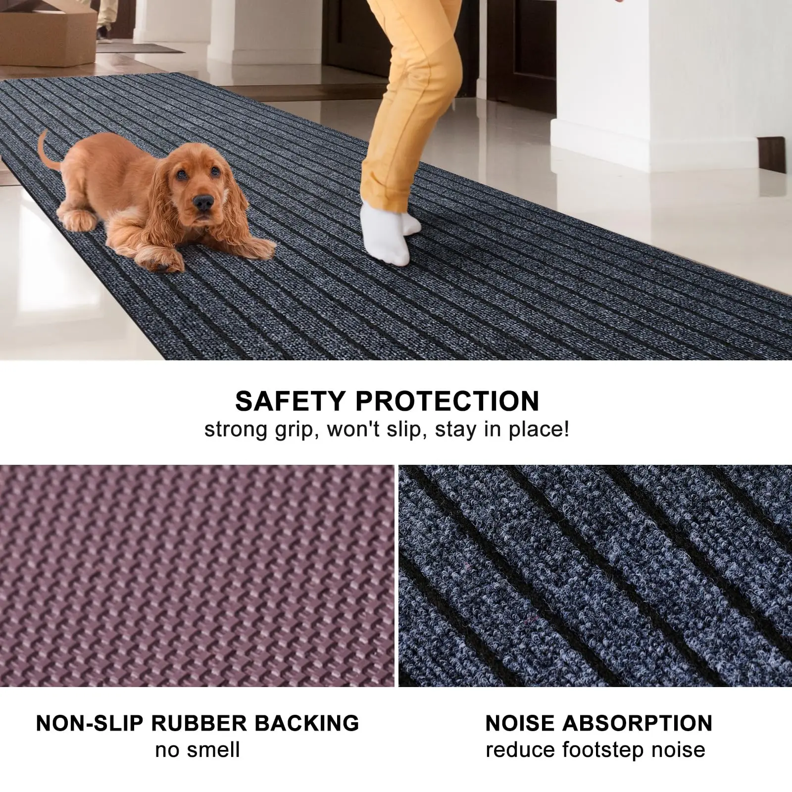 Striped Floor Carpet, Entrance Hallway Floor Mat Carpet, Household Absorbent Anti Slip Kitchen Carpet