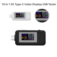 10 in 1 DC Type-C USB Tester Current 4-30V Voltage Meter Timing Ammeter Digital Monitor Cut-off Power Indicator Bank Charger
