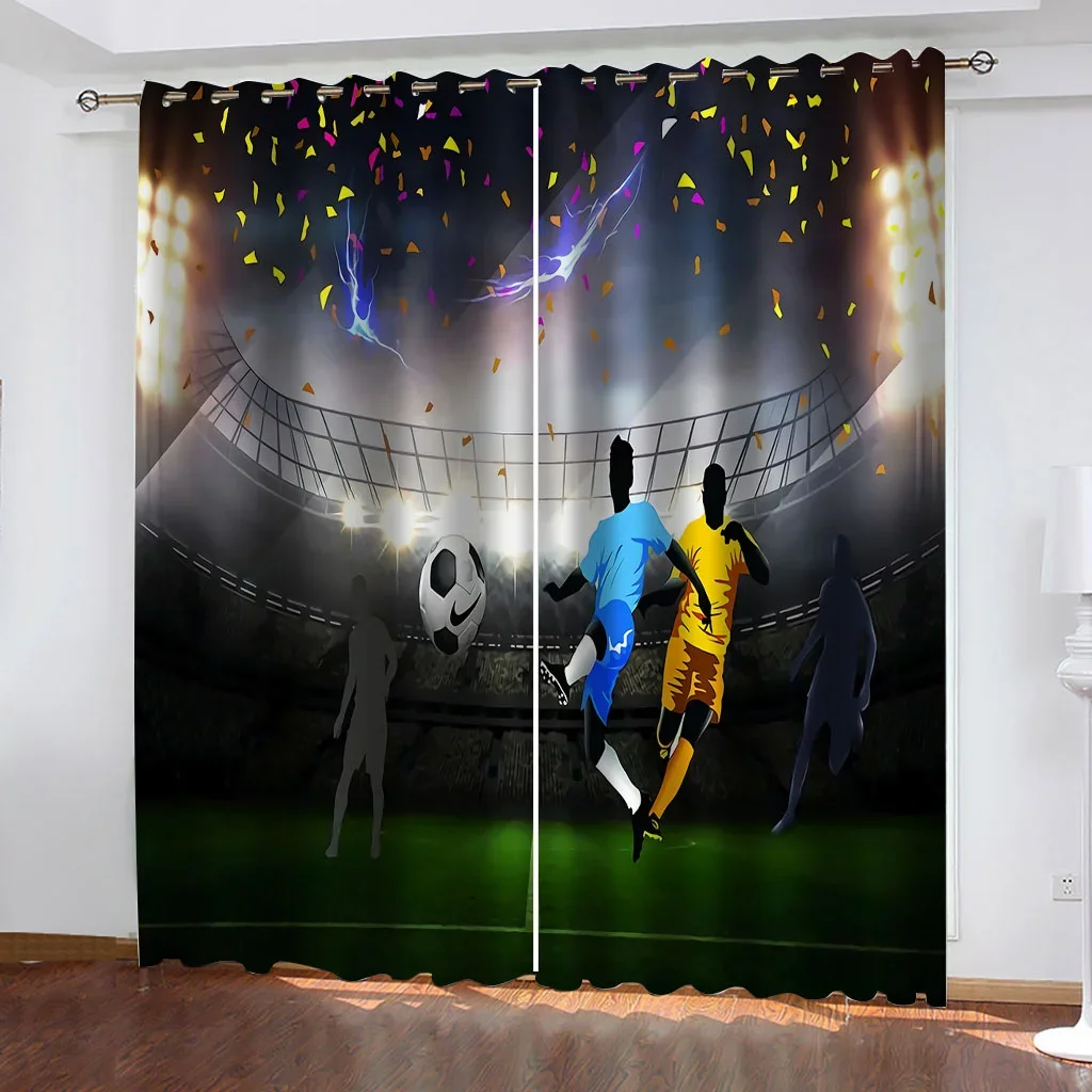 

Basketball Football Field Soccer Play 2 Pieces Free Shipping Thin Children's Curtain for Boys Window Living Room Bedroom Decor