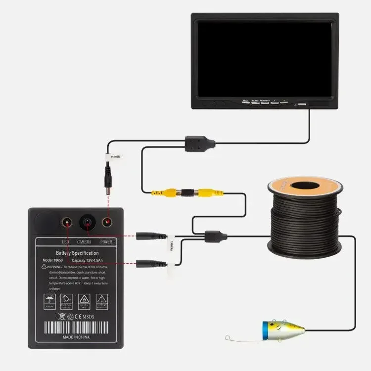 WF01plus 1200TVL рыболовная камера с видеорегистратором 9 дюймов 15 м кабель подводная камера для рыбалки белая лампа рыбопоисковый прибор для подледной/морской камеры