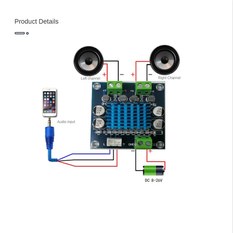 TPA3110 30W + 30W 2.0 canali scheda amplificatore di potenza Audio Stereo digitale DC 8-26V 3A C6-001 XH-A232 con terminale