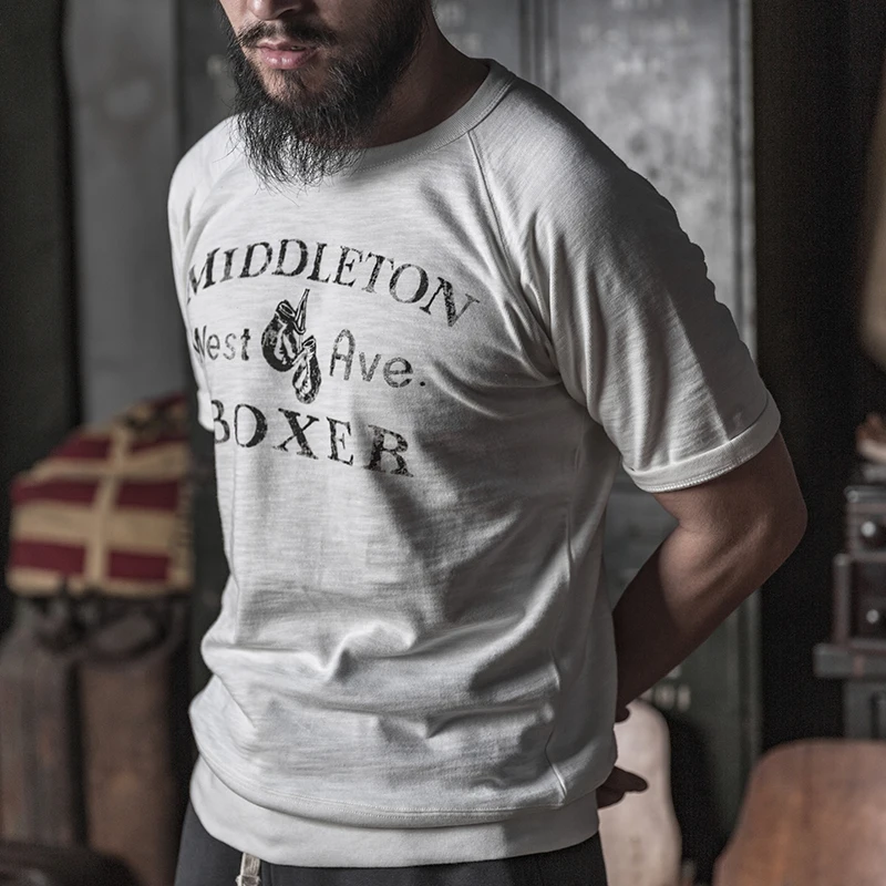 Rugged Bronson Men's Short Sleeve T-Shirt Heavyweight Bamboo Cotton Shoulder Sleeve Physical Training Fashion Urban Casual ro...