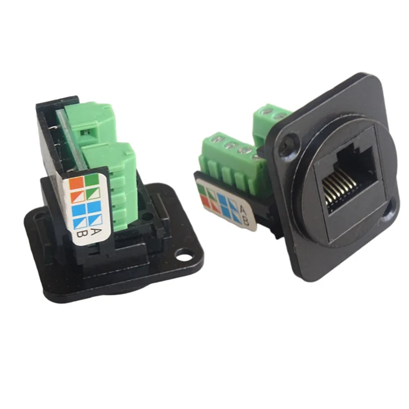 Modulo CABE-Computer Modulo di rete CAT5E Nero a forma di D RJ45 Super Categoria 5 Cablaggio Rete CAT5E 86 Pannello Modulo pannello rack 1U