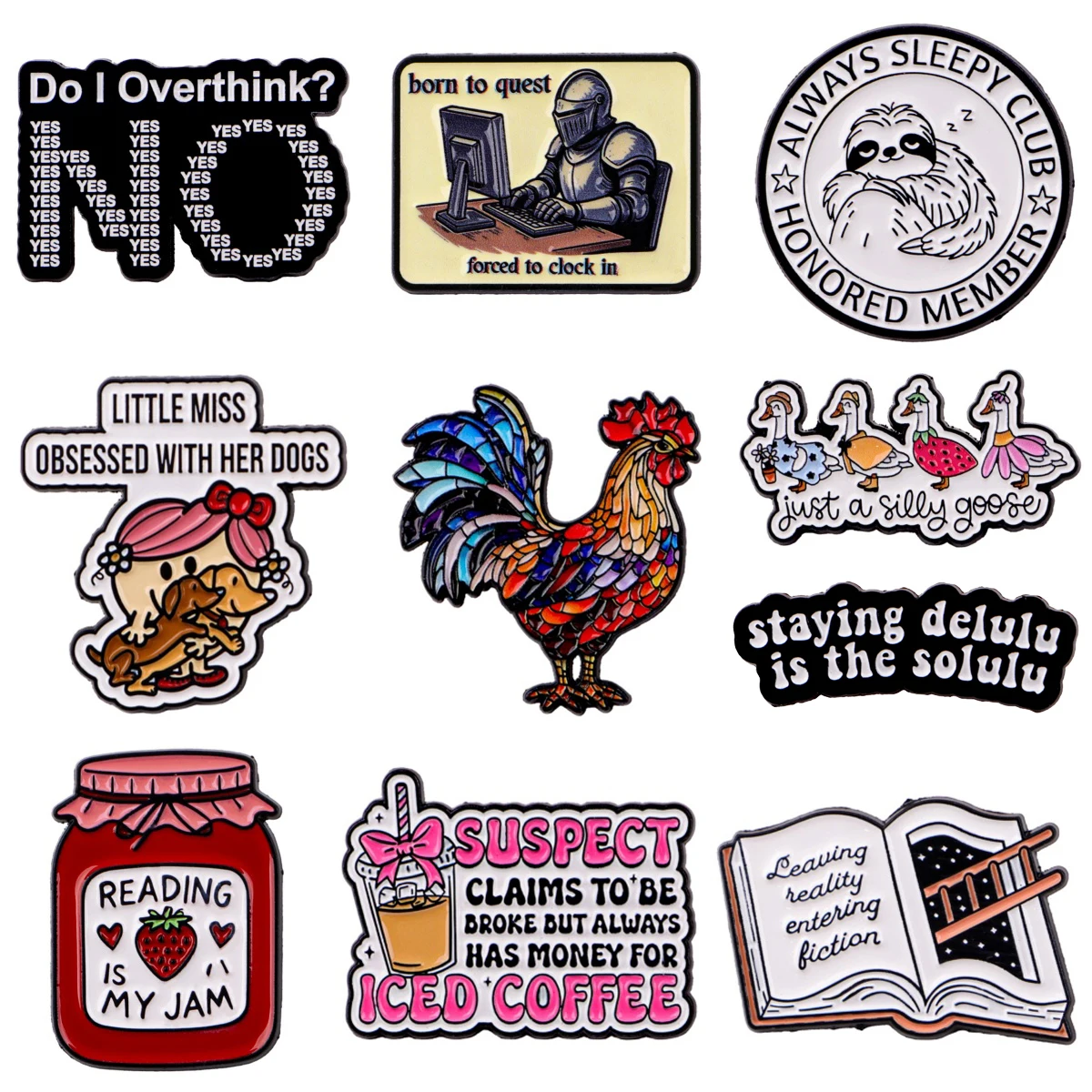 Silly Goose Broschen für Frauen Hahn Emaille Pin Metall Abzeichen Schmuck Kleidung Rucksack Zubehör Buch Liebhaber Geschenk