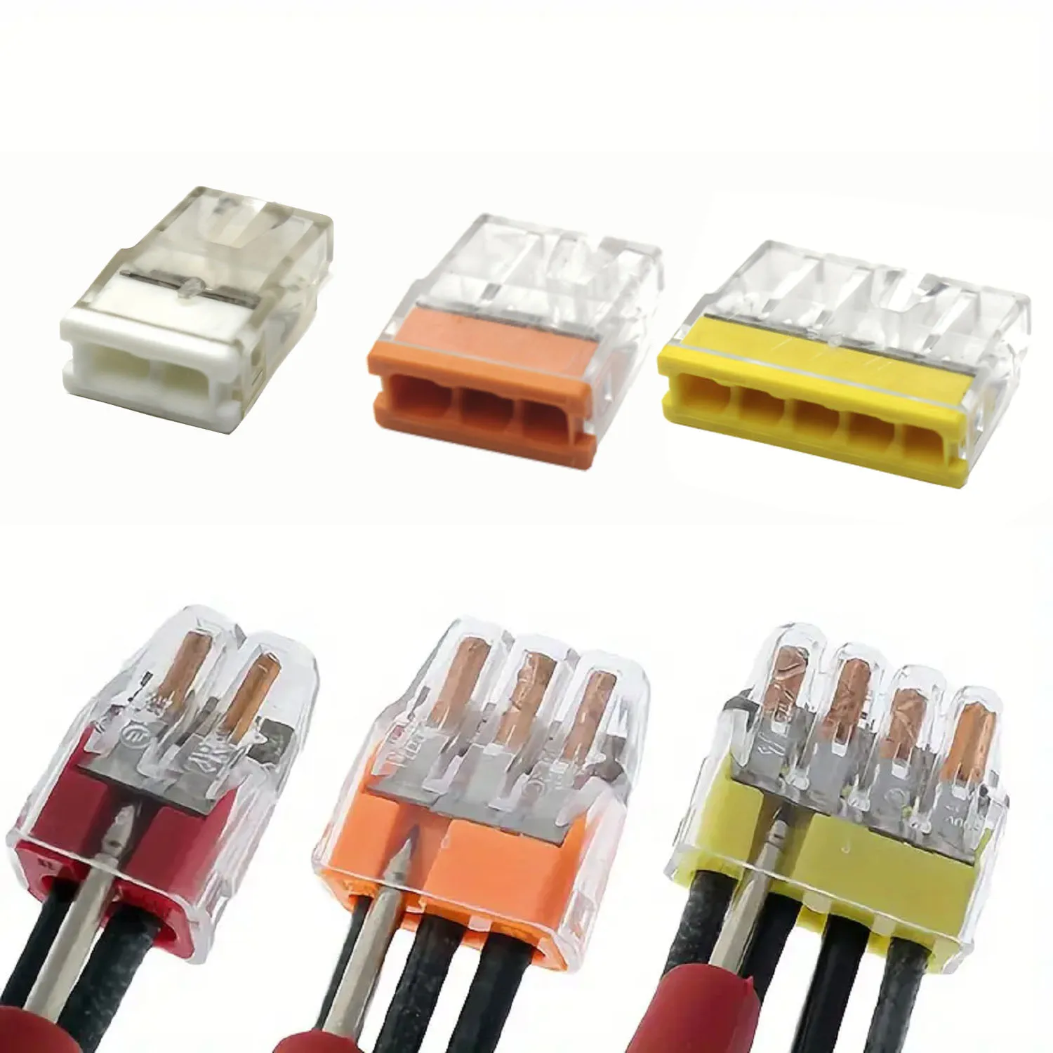 50pcs Mini Quick Wire Connectors 2/3/4/5/ Ports Terminal Block Hard Stainless Easy Electric Quick Push-In