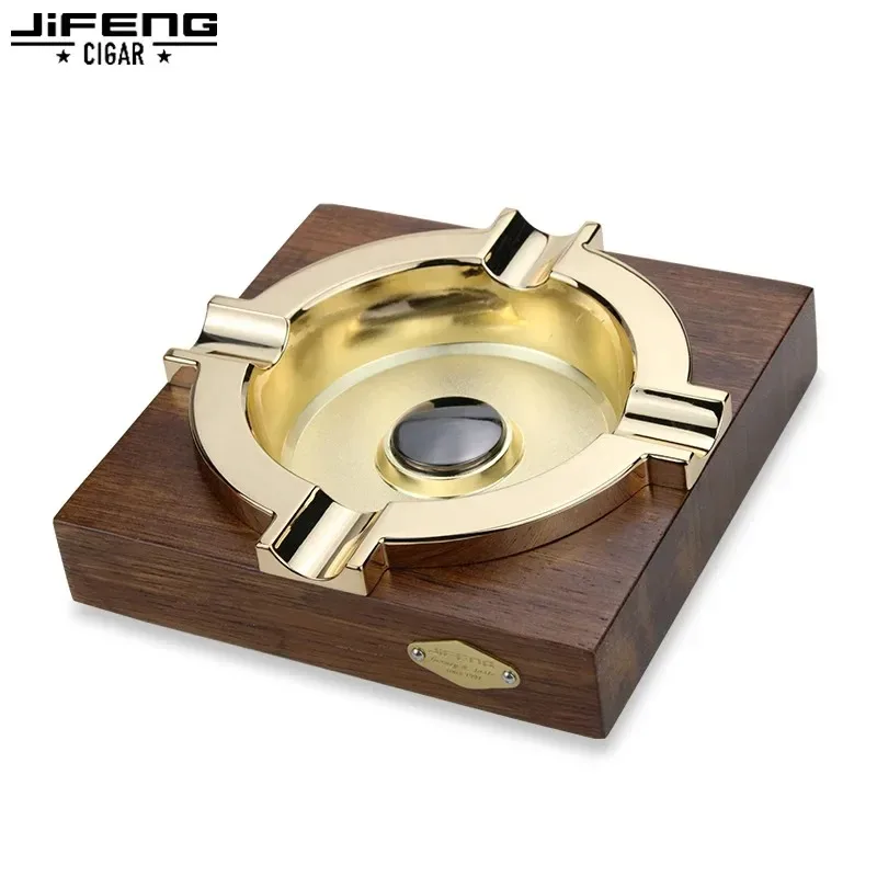 

Luxurious Cigar Accessories Large Outdoor Wood Ashtray with 4 Slots for Cigars, Ideal for Office or Living Room Décor