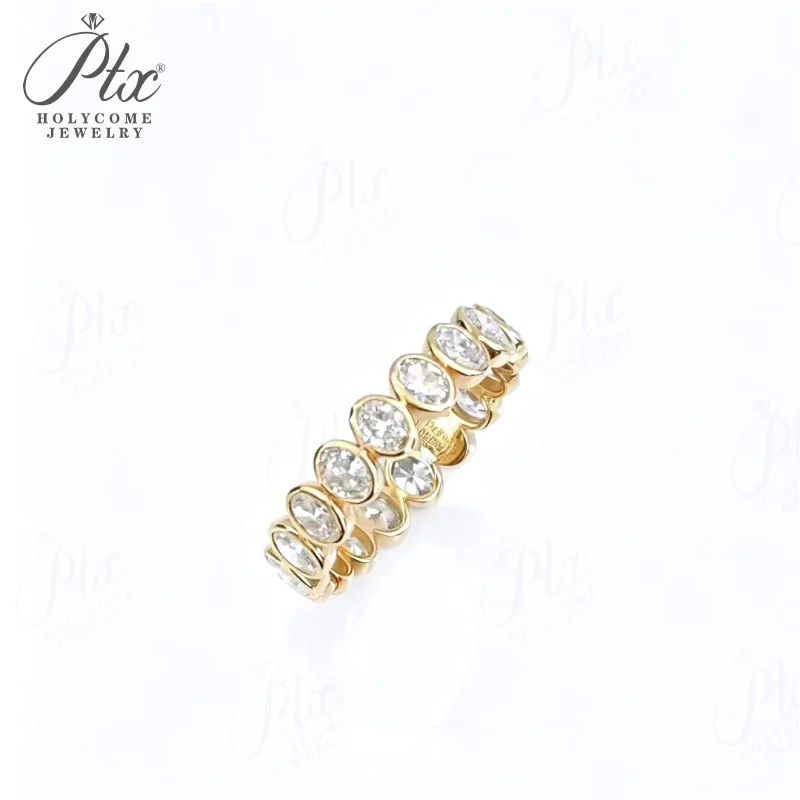 18K Gelbgold Diamantring DEF VS-VVS Ovaler Schliff Hochzeitsantrag Versprechen Edel für Damen Charms Tägliches Tragen Holycome Schmuck – Detail 3