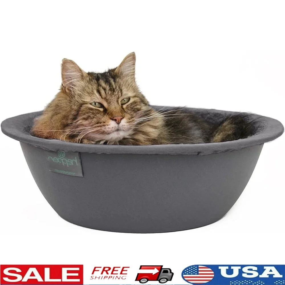 

Washable Cat Nest Bed Cozy Donut Shaped Fluffy Fleece Liner Removable Indoor Nesting Mattress Calming Stress Relief Space Saving