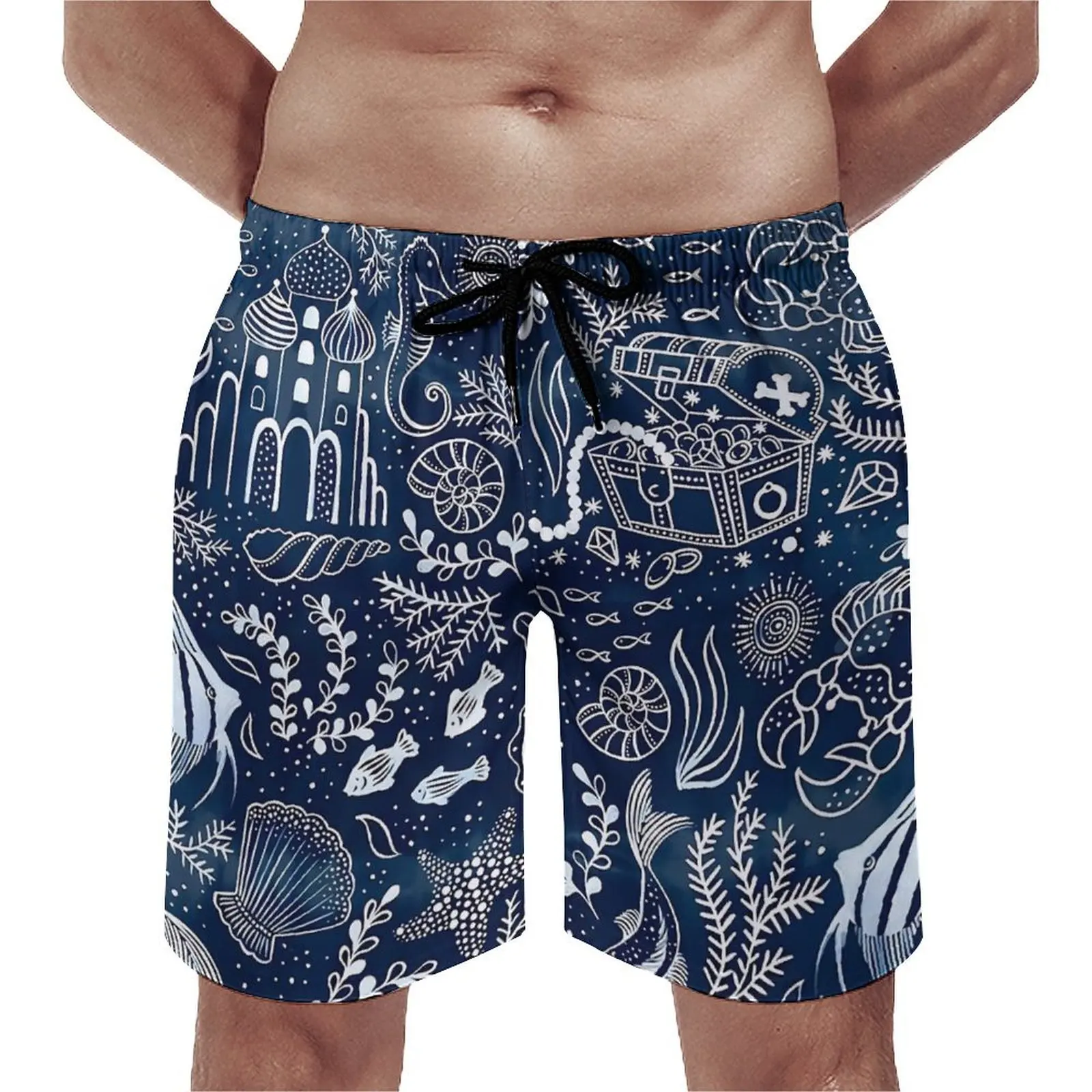 Summer Board Shorts Ocean World Sports Vintage Aniaml Print Custom Beach Shorts Retro Quick Dry Swim Trunks Plus Size 3XL