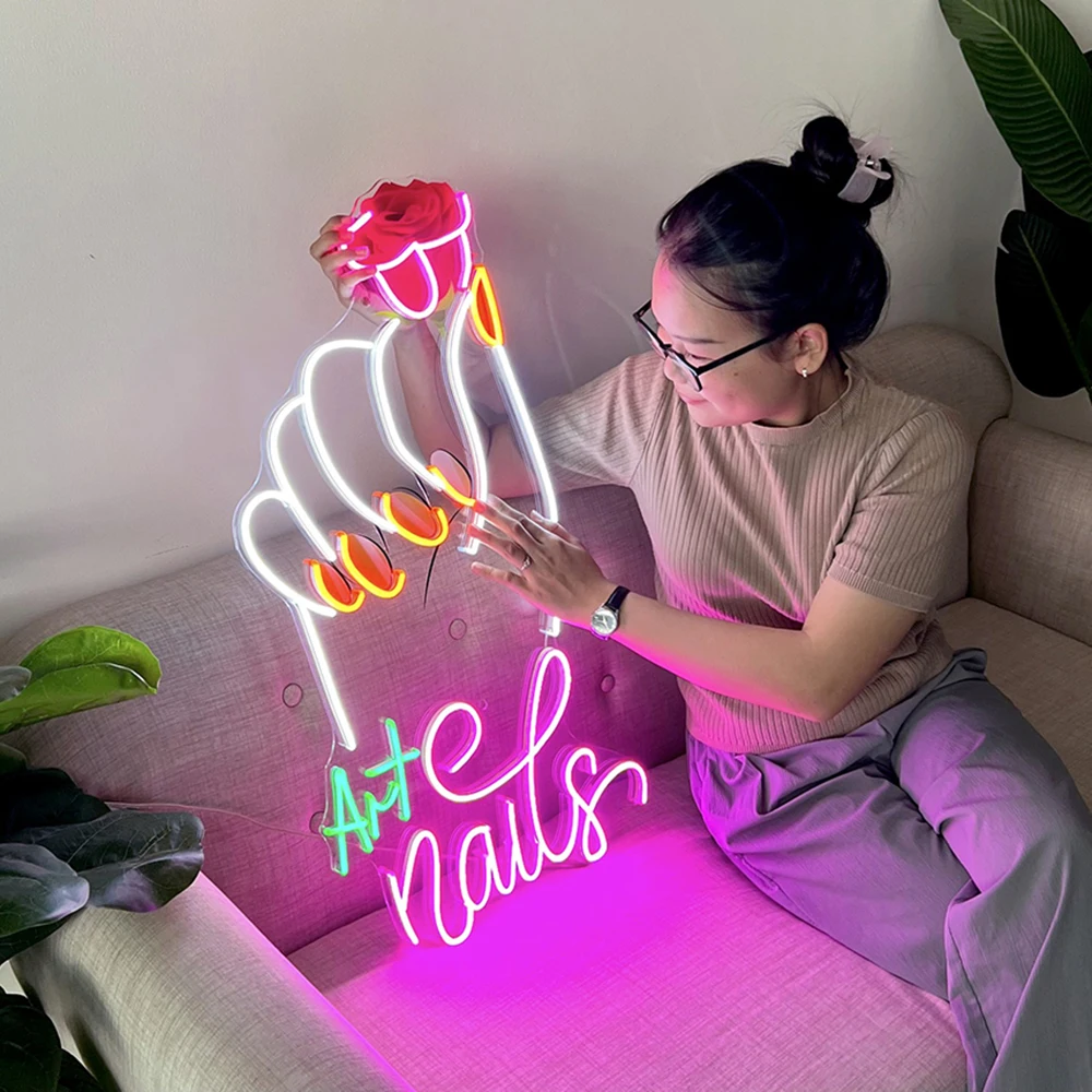 Art Nail LED Neon Sign Light Custon Nail Shop Home Party Wall Decor Neon Signs for Beauty Nail Room Business Decor Neon Lights