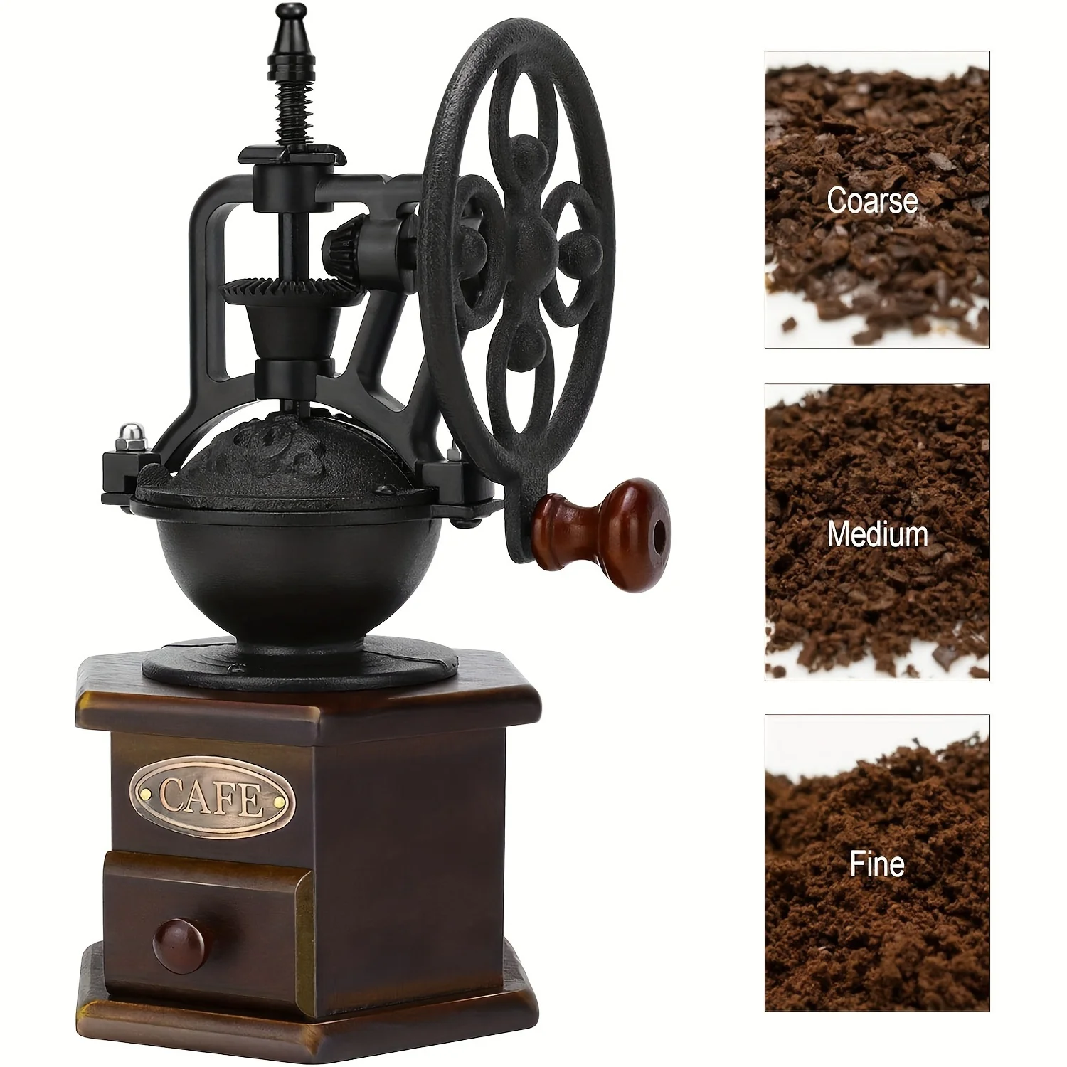 Vintage Manual Coffee Grinder Portable Adjustable Retro Classic Hand Shake Bean Grinder - for Espresso French Press Cold Brew