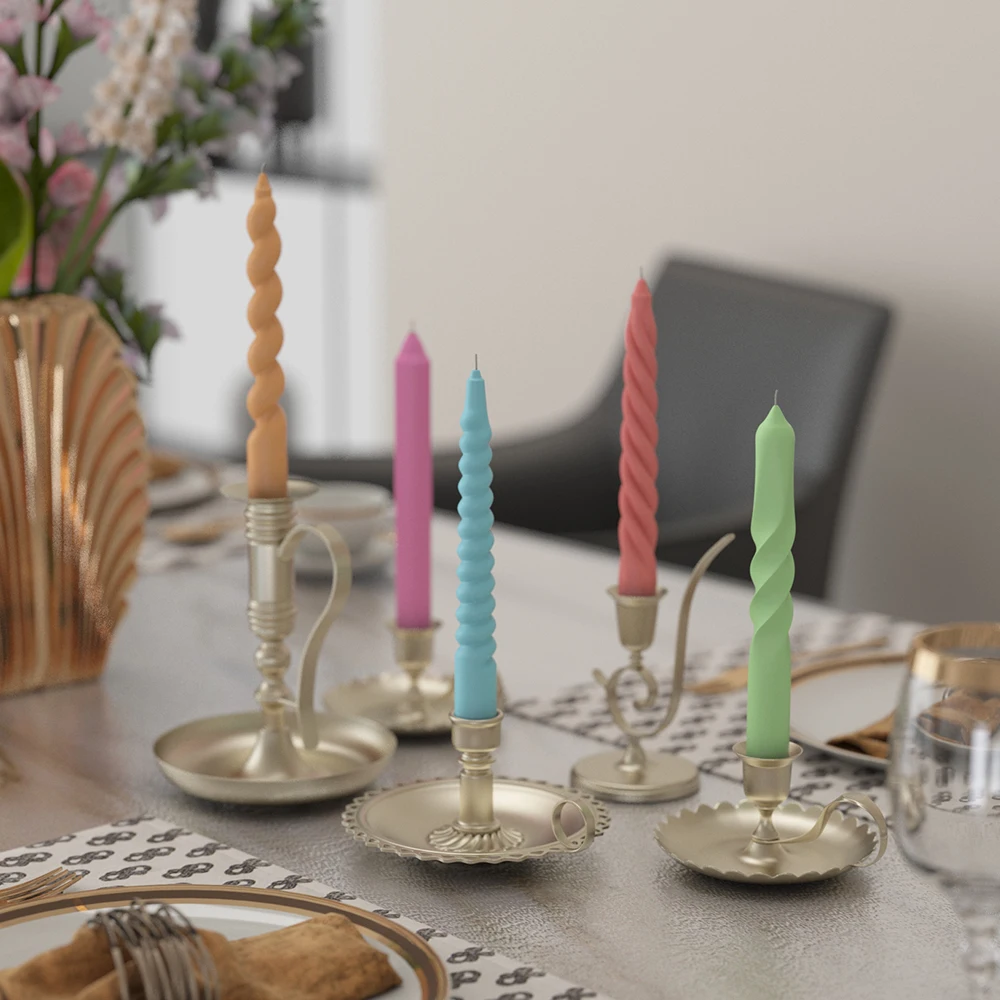 S0106 DIY Long Pillar Spiral Taper Wax Mould 3D Twisted Aromatherapy Candle Silicone Mold Wedding Decoration