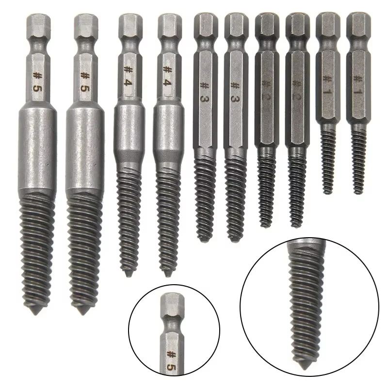 10pcs Hexagonal Shank Broken Head Screw Extractor Screw Broken Head Screwdriver for Taking out Electric Drill Tool Set New