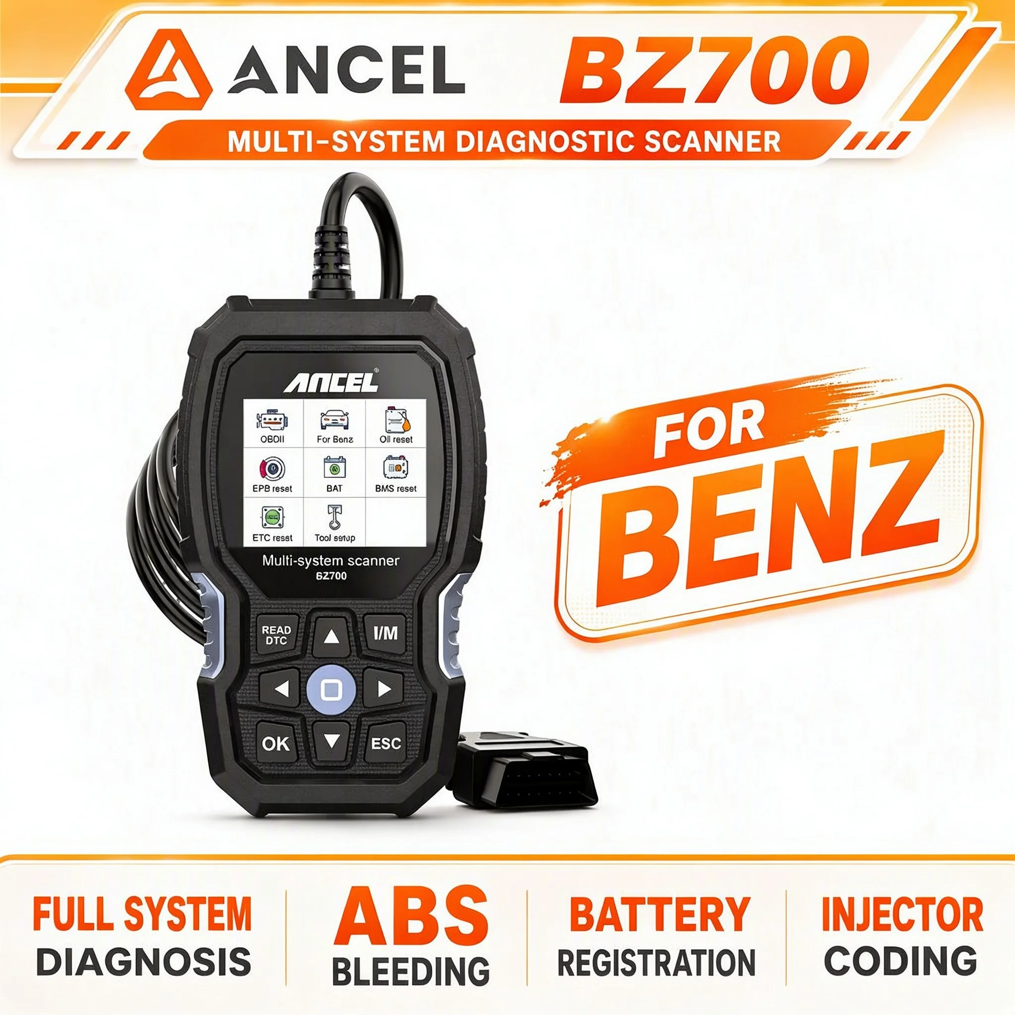 OBD2 Scanner SAS Oil SRS Engine TPMS ABS Reset All System Diagnostic Code Reader for Mercedes Benz Sprinter Smart