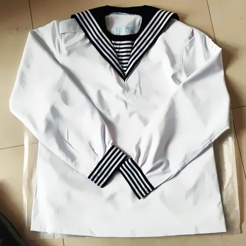 

Men's Metal Buckle White Sailor Suit Set For Collecting Stage Performance Costumes