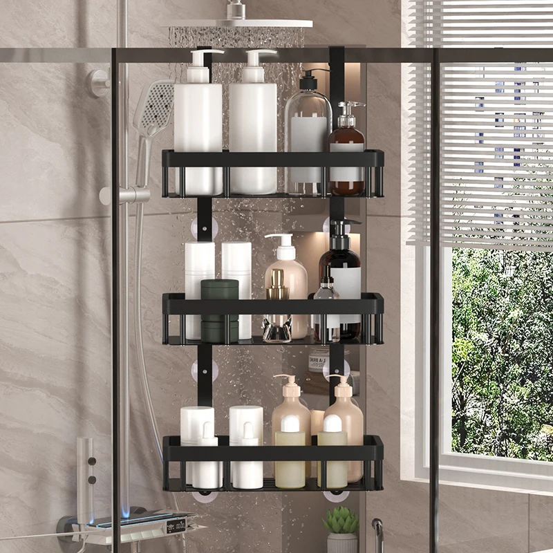 Bathroom Wall Mounted Three-Layer Storage Rack, Door Mounted Rack, Shower Gel Rack, Shower Room Supplies Storage Rack