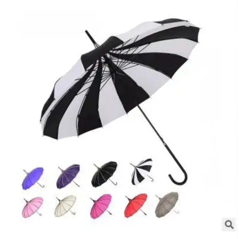 

(10 pcs/lot) Creative Design Black And White Striped Golf Umbrella Long-handled Straight Pagoda