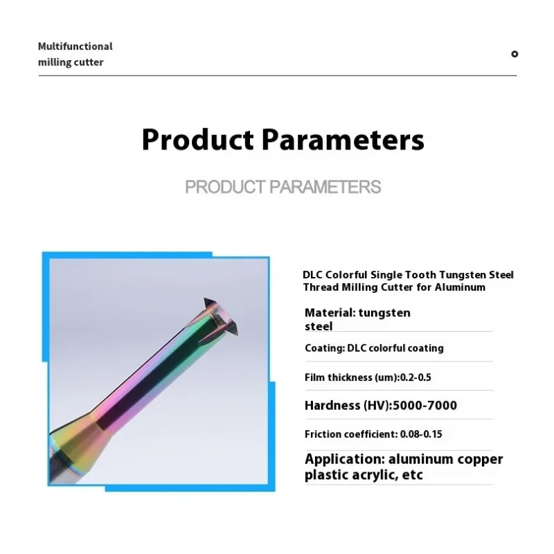 HRC65 1 Tooth Thread Milling Cutter Tungsten Carbide Steel CNC Metric UN US M0.8 M3M1.2M1.4 M1.6 M30 Single Tooth Thread Milling