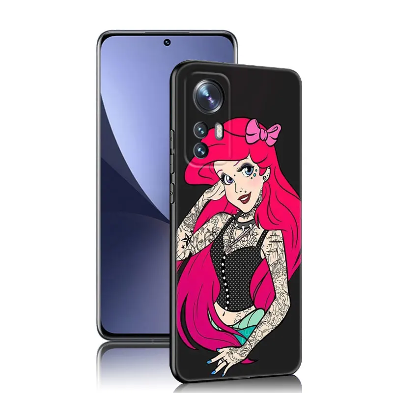 Tattoo Disney Princess custodia per telefono nera per Xiaomi Mi 9 SE 10T 11 12 13 Lite 9T 11T 12S 12T 13T 14 Pro 5G NE 10i 11i 12X