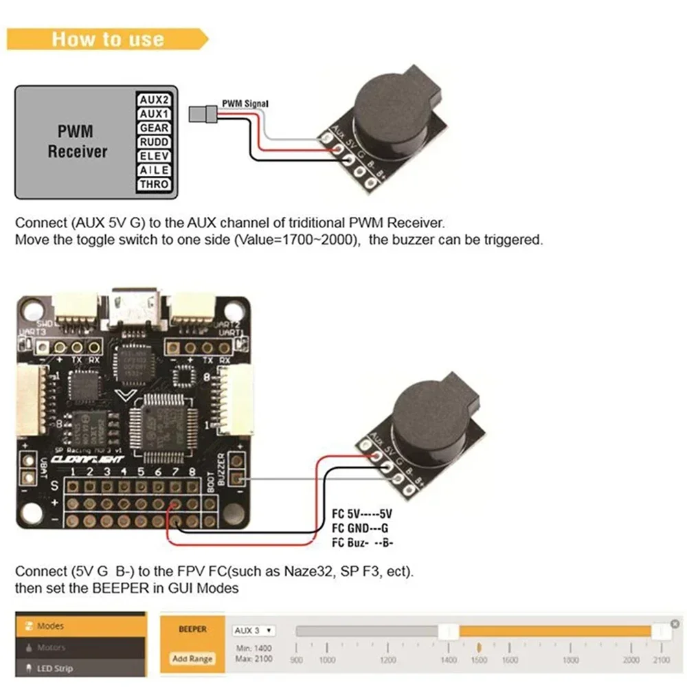 Matek Lost Model Beeper Flight Controller 5V lauter Summer Eingebauter MCU für FPV Drone Multicopters RC Quadcopter Tracking-Gerät