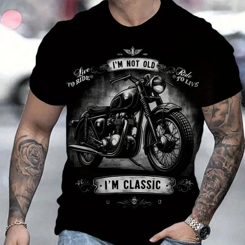 High Quality 3D Printed T-shirt Men's Short-sleeved Retro Classic Men Street Top Oversized for Summer Breathable Sweat Absorbent