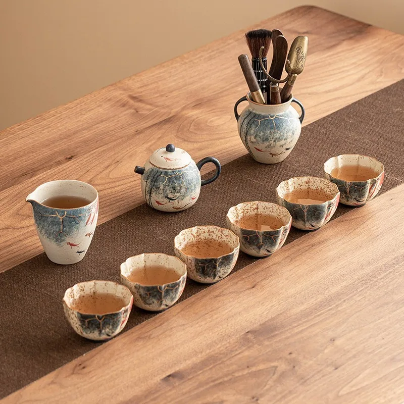 

Blue and white tea set, household ceramic teacup, high-end light luxury teapot, birthday gift.