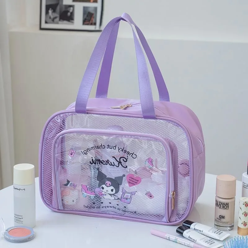 

Sanrio Hello Kitty Kuromi Anime Kawaii Toiletries Bag Cute My Melody Dry Wet Separation Storage Bag Christmas Gifts for Girls