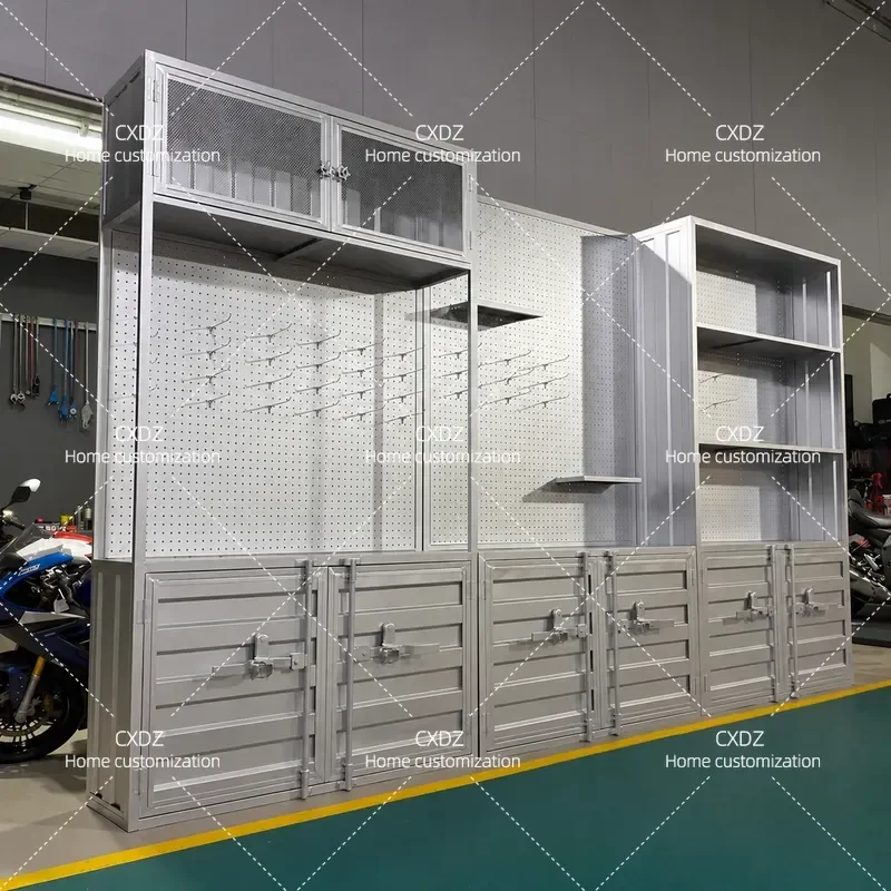 Industrial wind wrought iron display cabinet Hole plate Commercial tools Container exhibition cabinet Sample figure product