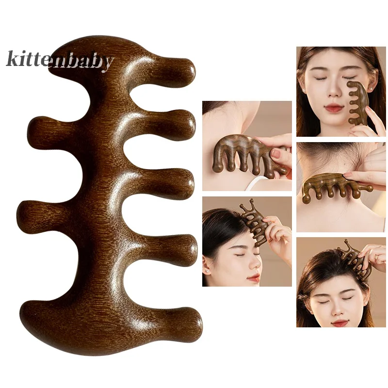 1Pc Wood Body Meridian Massage Wide Tooth Comb Face Eye Shoulder Neck Comb Acupuncture Therapy Blood Circulation Guasha Tool