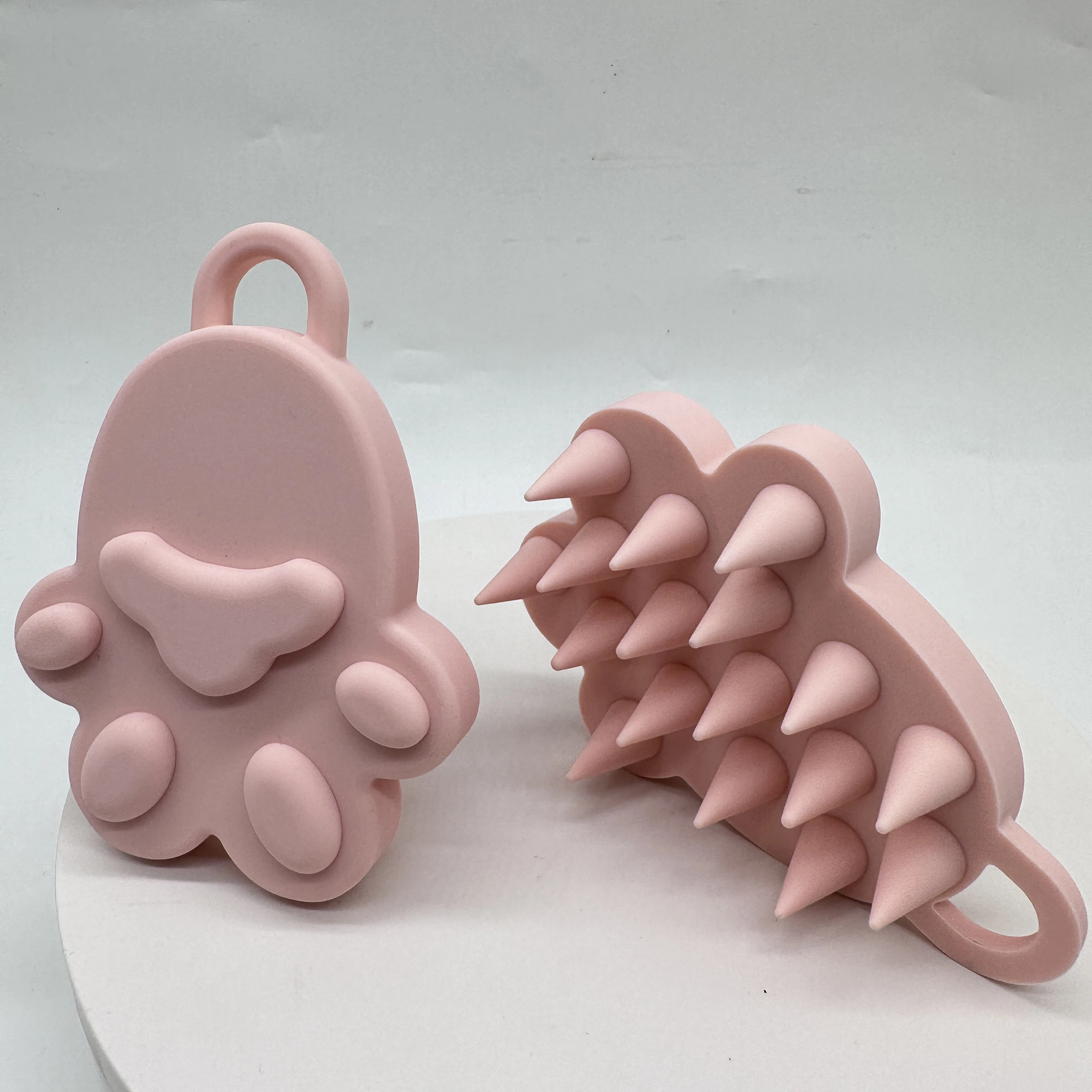 Silicone Cat Paw Scalp Massager Set Pink Purple Soft Bristles Head Massage Tools for Stress Relief Hair Care Shampoo Brush