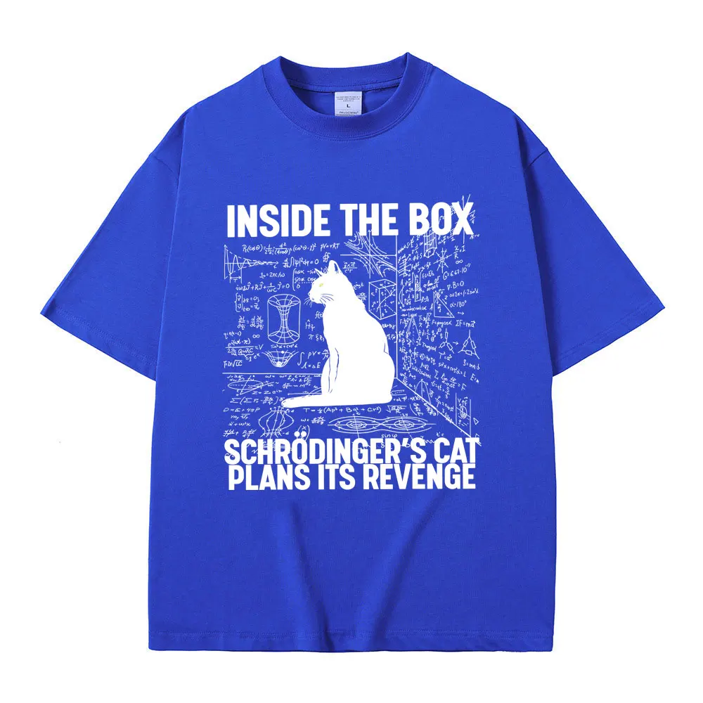 تي شيرت Schrodinger Cat Limited Schrodinger Cat Lovers مضحك ميمي قطن كاجوال ملابس الشارع الشهير برقبة دائرية للرجال والنساء