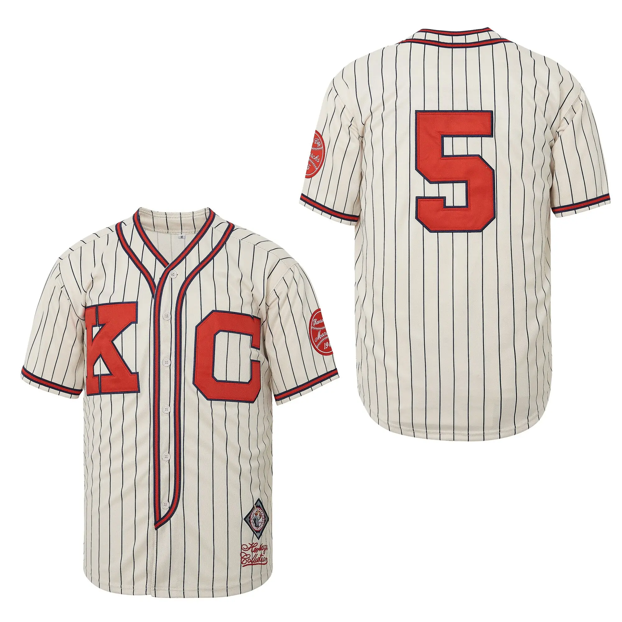 Baseball Jersey Kc 5 Sewing Embroidery Sports Outdoor Beach Wear Beige Stripe Trendy Hip-hop High Quality 2023 New