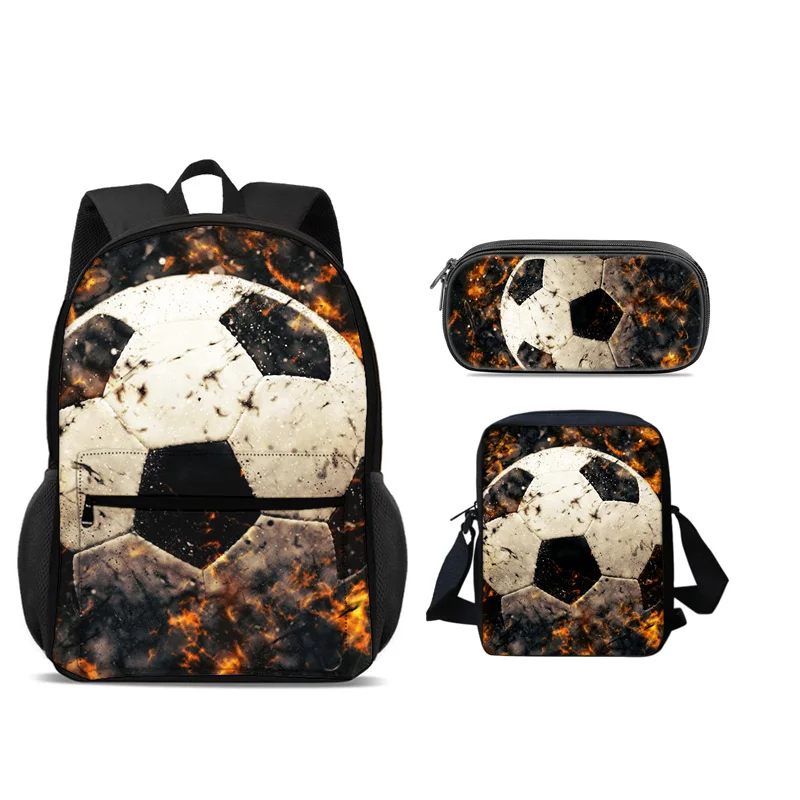 Soccer backpack, pencil case, shoulder bag 3Pcs Set, sports style, football, best partner for male and female students in school
