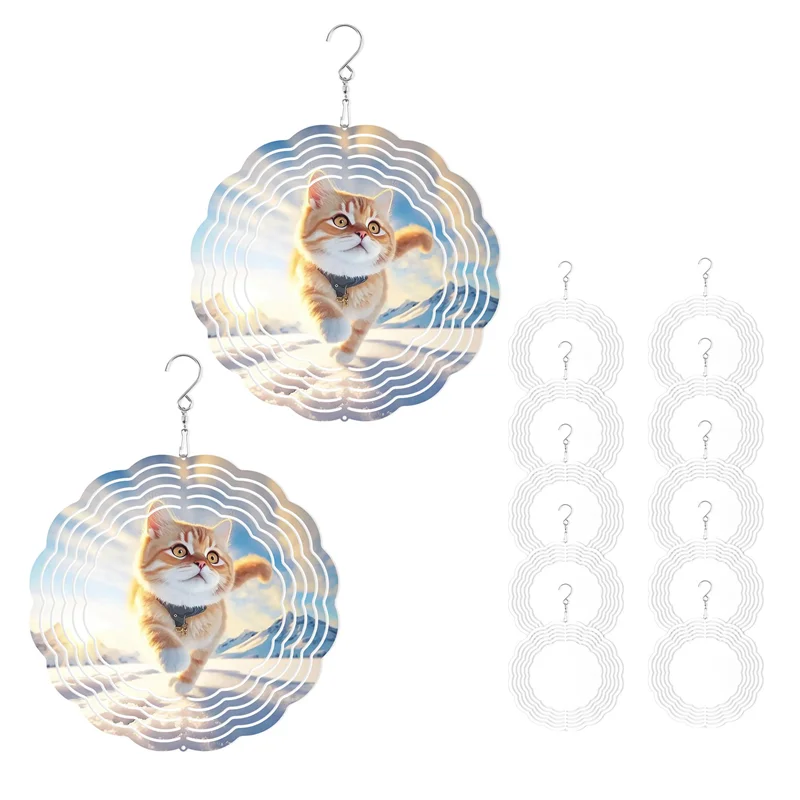 

ABAH-12Pack 8Inch Sublimation Wind Spinner Blanks 3D Wind Spinners Hanging Wind Spinners For Indoor Outdoor Garden Decoration