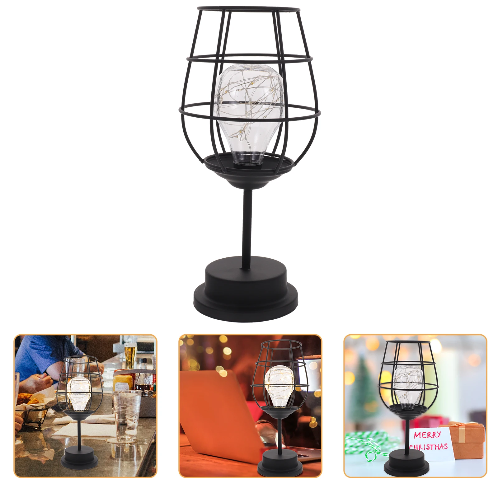 Lampada da notte in vetro rosso azionata luce decorativa piccola camera da letto casa bar decorazione ferro materiale ABS sicuro