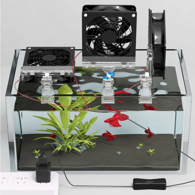Silent Aquarium Fan Water Chiller Adjustable Angle Fish Tank Fan Mini Portable Cooling Fans Fishbowl Aquatic Pet Cool Down Fans