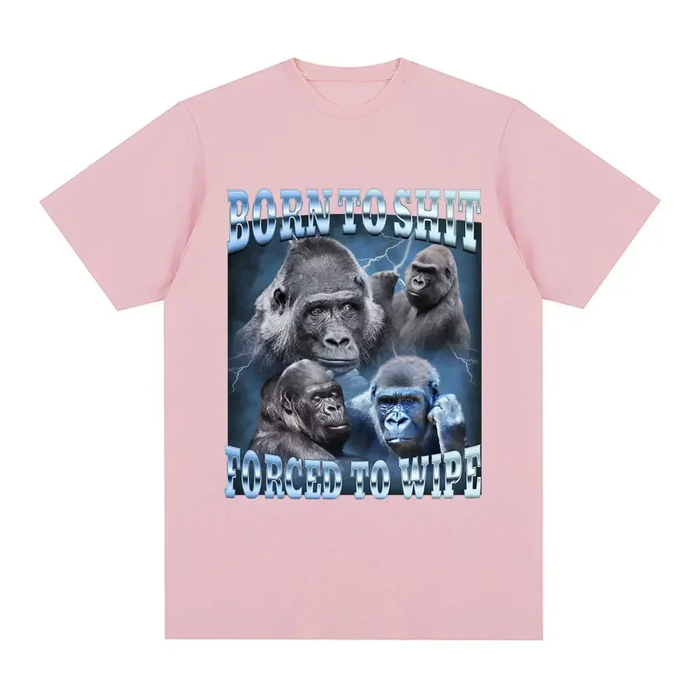 アニメ生まれたてのうんちを強制的に拭く面白いゴリラグラフィック Tシャツファッション半袖 Tシャツ女性カジュアル Tシャツ