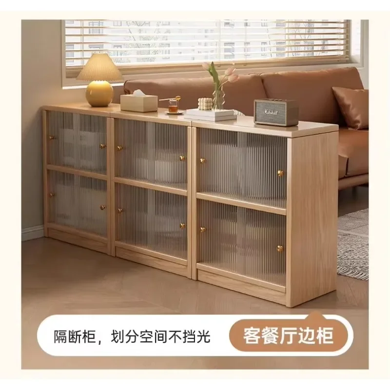 solid wood bookcase storage integrated wall storage cabinet with door dustproof living room display dining side cabinet