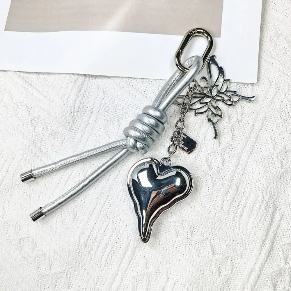 فراشة الكرتون فتاة القلب المفاتيح المنسوجة يدويا حقيبة الديكور على شكل قلب حقيبة قلادة حلية متعددة الوظائف