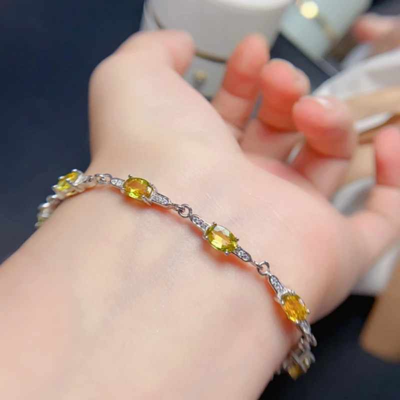 

Natural Yellow Sapphire Charm Bracelet for women silver 925 jewelry luxury gem stones 18k gold plated free shiping items