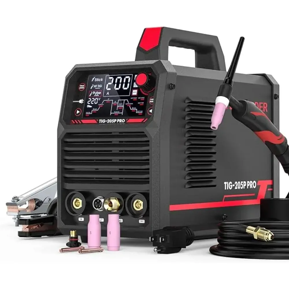 

TIG Welder With Pulse 205Amp Large LED Display STICK/DC TIG/PULSE TIG 3 In 1 110&220V Dual Voltage TIG Welding Machine TIG-205P