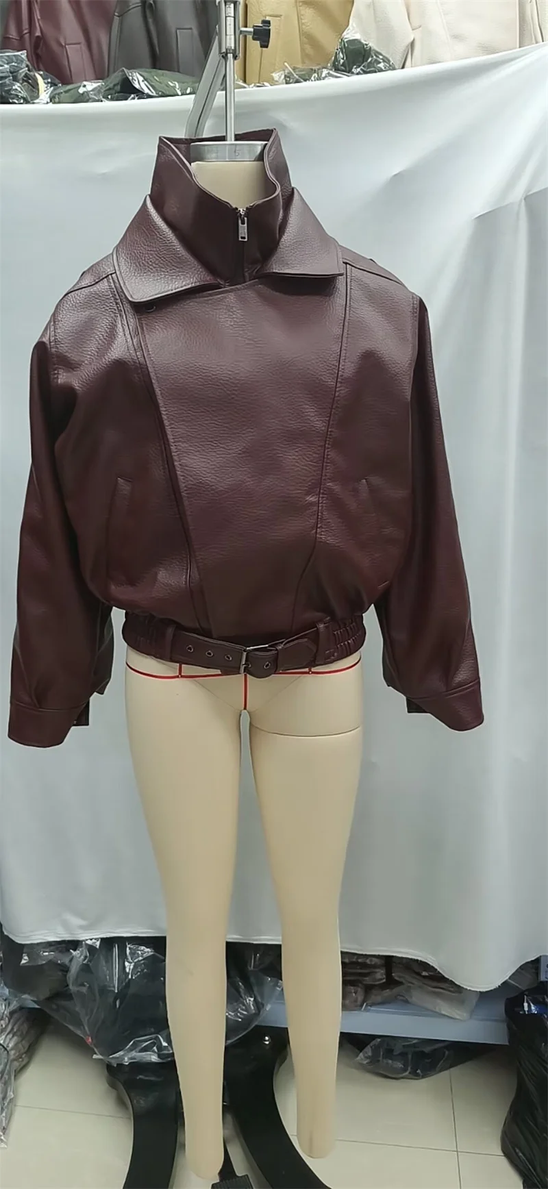 Guobioziy 2026 Fall New Women's Jacket 2026 Fall New Release Loose Faux Leather Biker Jacket Parka European and American Style