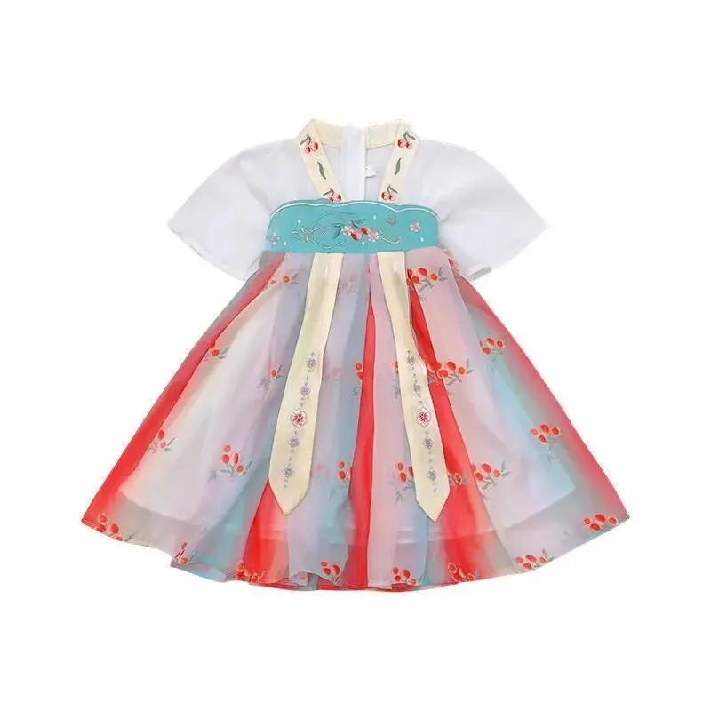 Girls dress Hanfu summer Chinese style children\'s cheongsam new girl princess dress baby summer dress