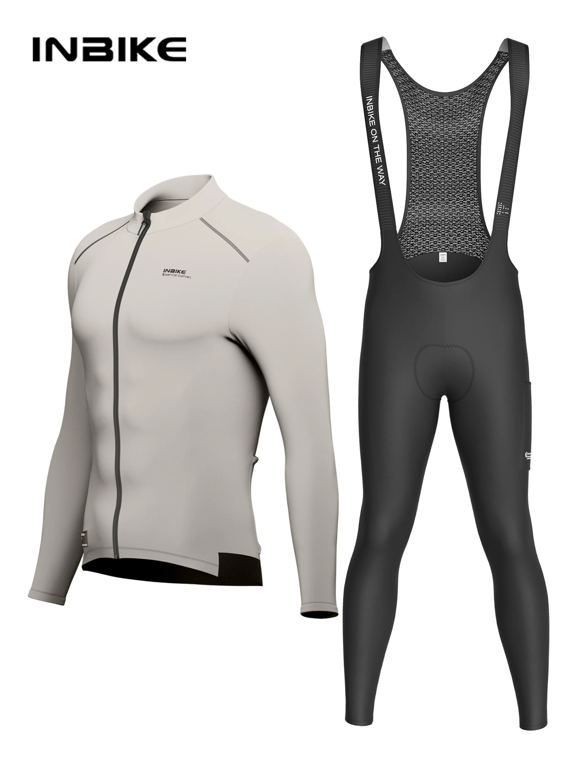 INBIKE Cycling Sets Winter Fleece Warm Long Sleeve Jersey with Pockets Long Bicycle Bib Pants for Road Bikes Biking MTB Clothing