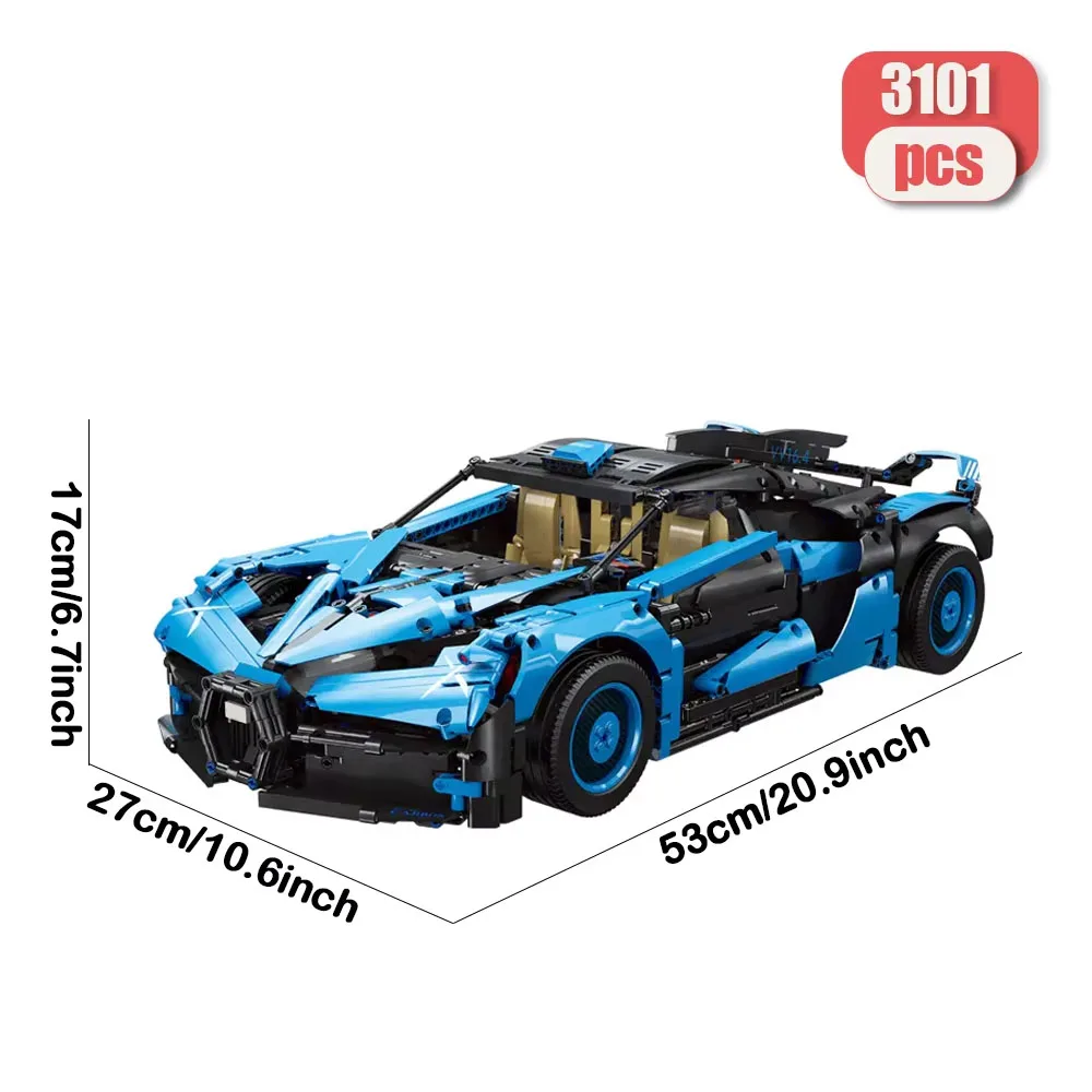 Technical Hot Sale 1:8 Ideas Buga-tti Bolide Super Car Model Assembled Building Blocks Modular Toys Gifts Kit Home 3101pcs 42083